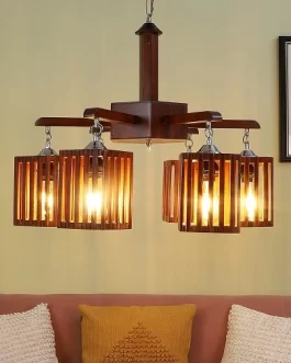 Brown Square Shape with glass Chandelier/Jhoomar Hanging Light/Jhoomar Ceiling Light to Decor Home/Living Room/Bedroom/Office/Dining/Cafe/Restaurants