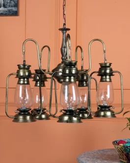 Lantern jhoomar with clear glass Chandelier/Jhoomar Hanging Light/Jhoomar Ceiling Light to Decor Home/Living Room/Bedroom/Office/Dining/Cafe/Restaurants