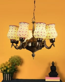 Caracas Brown Glass Shaded Chandelier/Jhoomar Hanging Light/Jhoomar Ceiling Light to Decor Home/Living Room/Bedroom/Office/Dining/Cafe/Restaurants