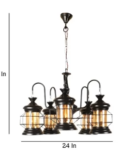 Soomin Black Glass Shaded Chandelier/Jhoomar Hanging Light/Jhoomar Ceiling Light to Decor Home/Living Room/Bedroom/Office/Dining/Cafe/Restaurants