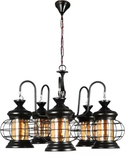 Black Oval Shape Iron Chandelier with Luster Glass Jhoomar Hanging Light/Jhoomar Ceiling Light to Decor Home/Living Room/Bedroom/Office/Dining/Cafe/Restaurants