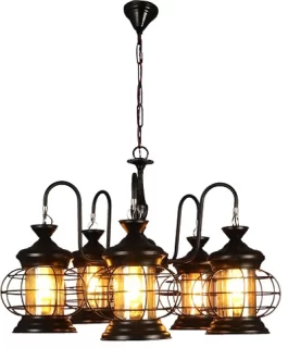 Black Oval Shape Iron Chandelier with Luster Glass Jhoomar Hanging Light/Jhoomar Ceiling Light to Decor Home/Living Room/Bedroom/Office/Dining/Cafe/Restaurants