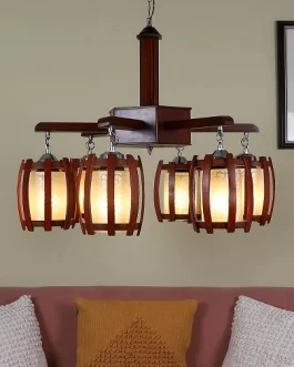 Brown Oval Shape with glass Chandelier/Jhoomar Hanging Light/Jhoomar Ceiling Light to Decor Home/Living Room/Bedroom/Office/Dining/Cafe/Restaurants