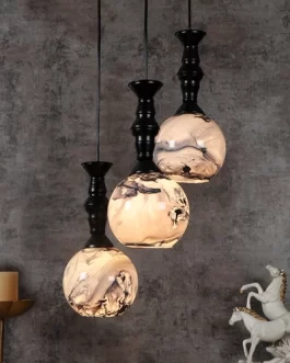 3D Design Globe Glass Designer Cluster Hanging Lamp Chandelier Light for Dining Room with 3light plate