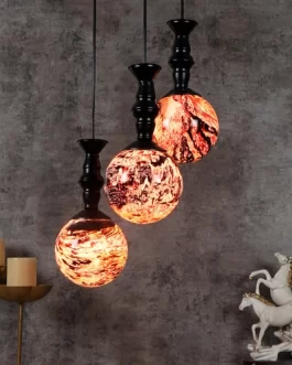 3D Design Globe Glass Designer Cluster Hanging Lamp Chandelier Light for Dining Room with 3light plate