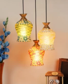 Designer 3 Light Hanging Mosaic Ceiling Lamp For Bedroom/Living Room/Restaurants/Indoor And Outdoor