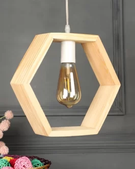 Decorative Geometric Minimalist Style Ceiling Lamp Hanging Solid Wood Pendant Lights