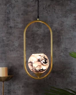 Golden Hanging Pendent Ceiling Light,Capsule Shape for Bedroom, Living Room, Caf?, Restaurant, Hallway, Kitchen, Over The Dining Table