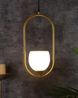 Golden Hanging Pendent Ceiling Light,Capsule Shape for Bedroom, Living Room, Caf?, Restaurant, Hallway, Kitchen, Over The Dining Table